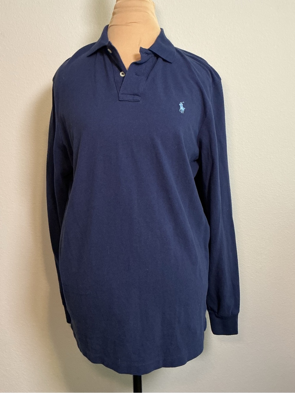 Ralph Lauren Dark Navy Long-Sleeve Polo with Light Blue Pony